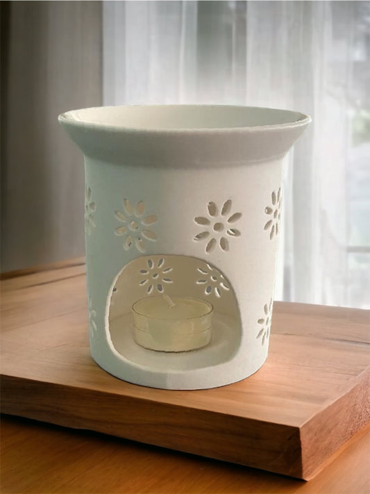 White Flower Cut Out Burner